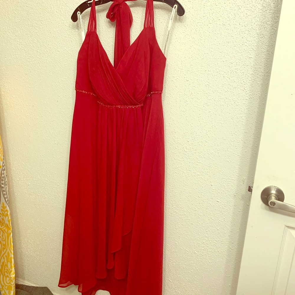 Red short halter top dress